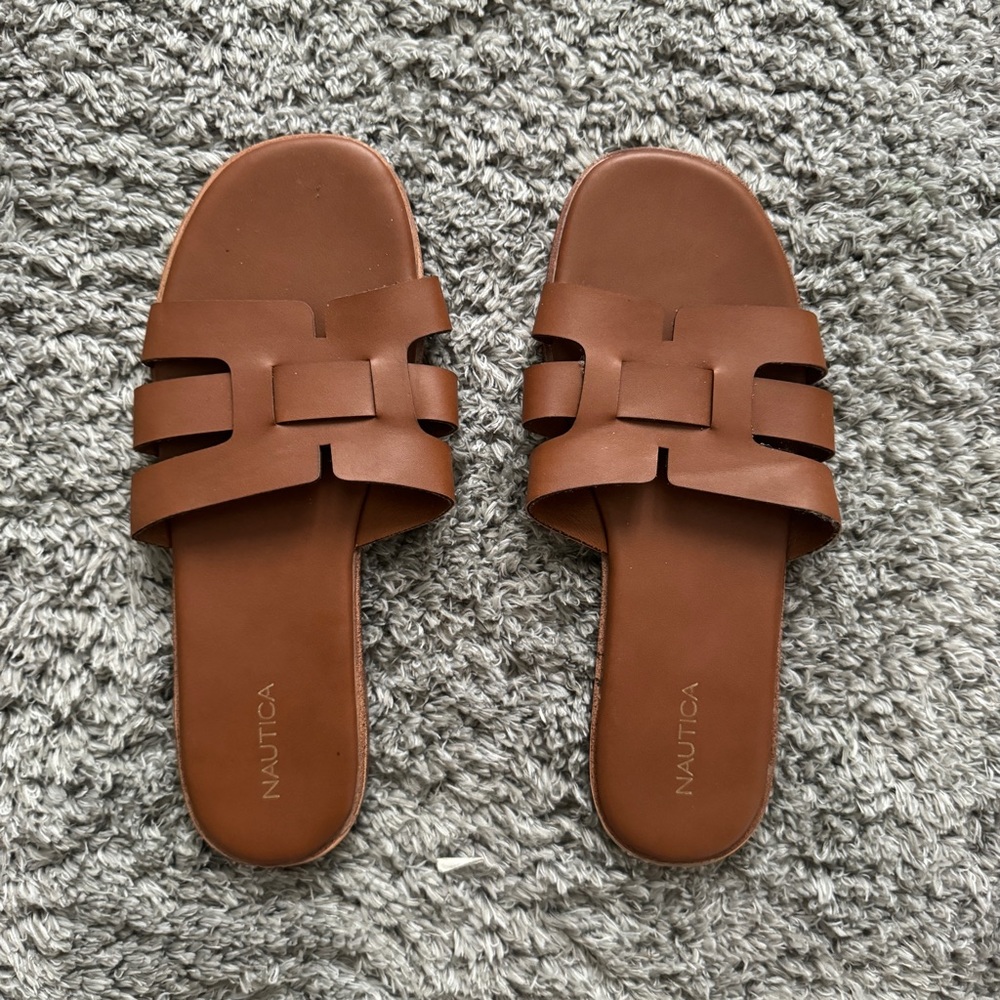 nautica slip on leather sandals